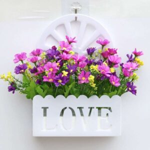 Wall-Mounted Floral Planter with Love Motif