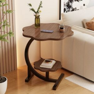 Modern C-Shaped Walnut Table